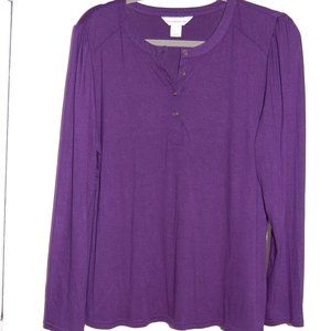 Liz Claiborne, purple, henley jersey top